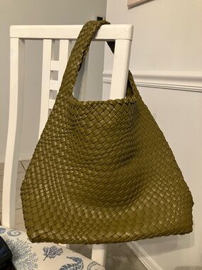 Olive Woven Hobo Tote Bag - Women